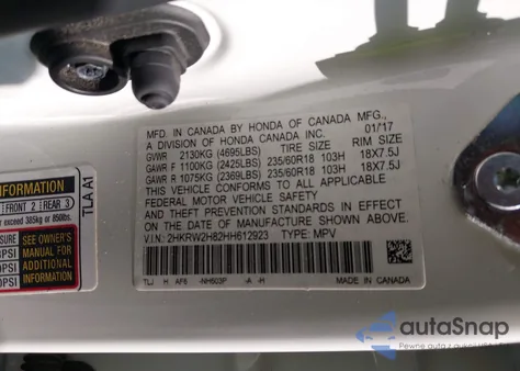 2017 Honda Cr-V Ex-L/Ex-L Navi z USA, uszkodzony, nr VIN 2HKRW2H82HH612923